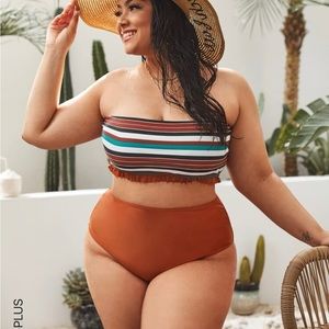 Striped Multi Colored SHEIN Bandeau Bikini